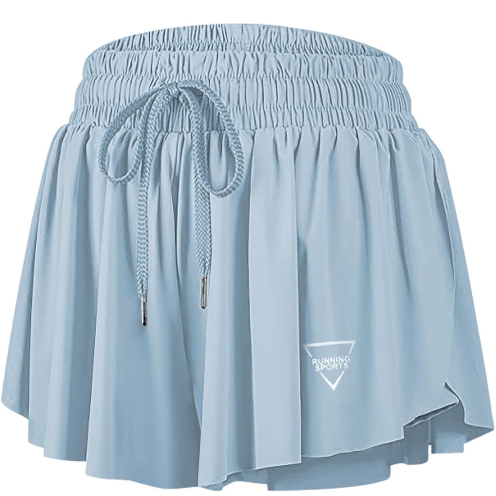 Amazon 2 in 1 Flowy Athletic Light Blue Running Shorts